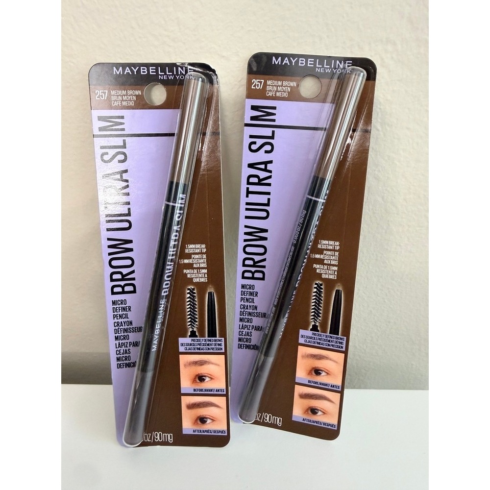 Maybelline Brow Ultra Slim Eyebrow Pencil 2PK 257 Medium Brown NWT